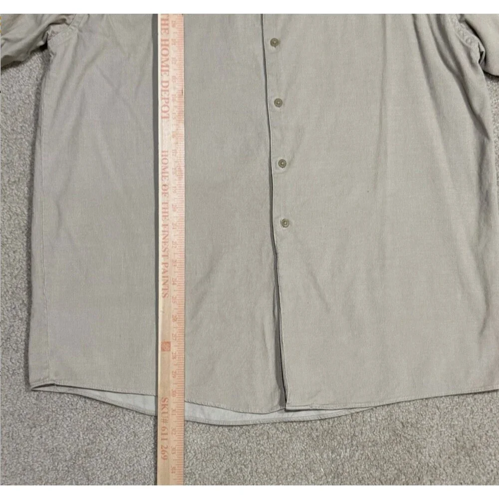 Kenneth Cole Mens XL Beige Corduroy Button Up Shirt Jacket Overshirt Shacket